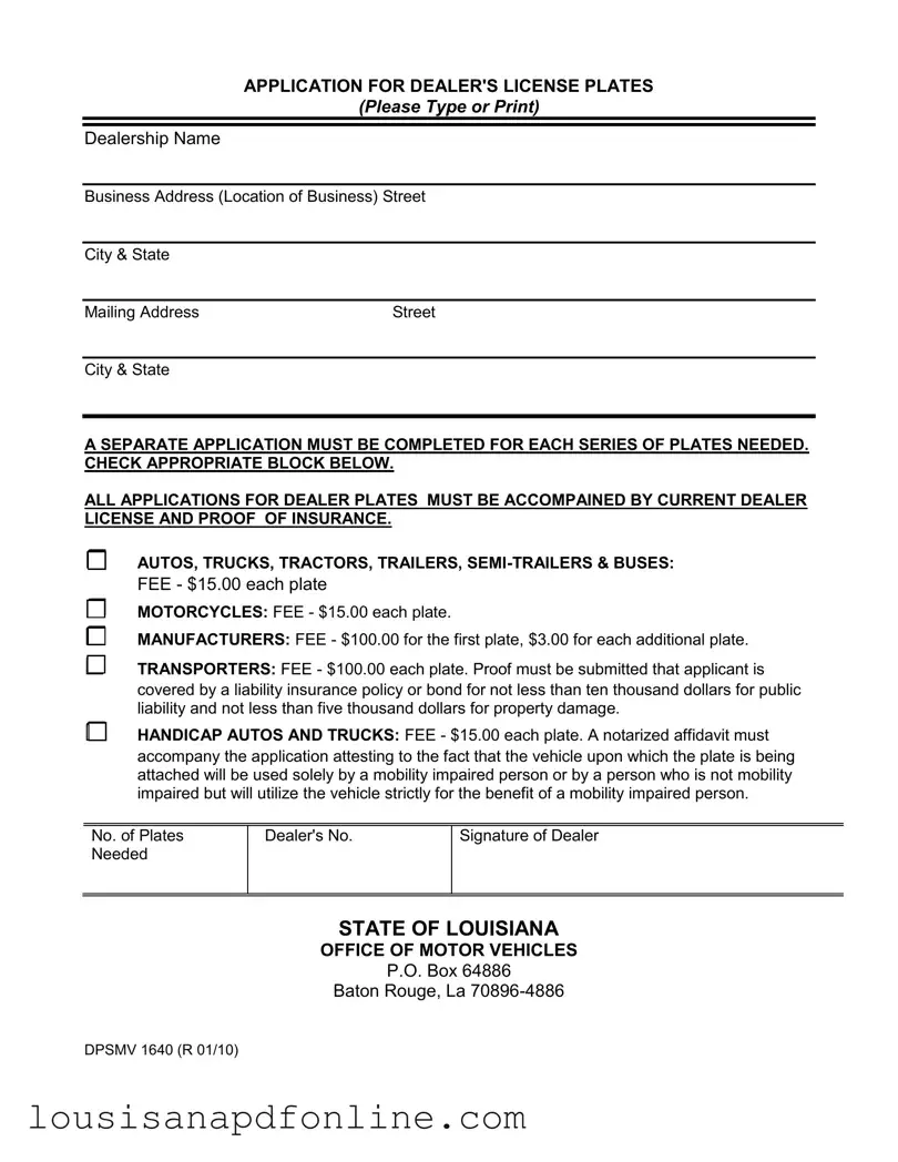 Free Dpsmv 1640 Louisiana Form