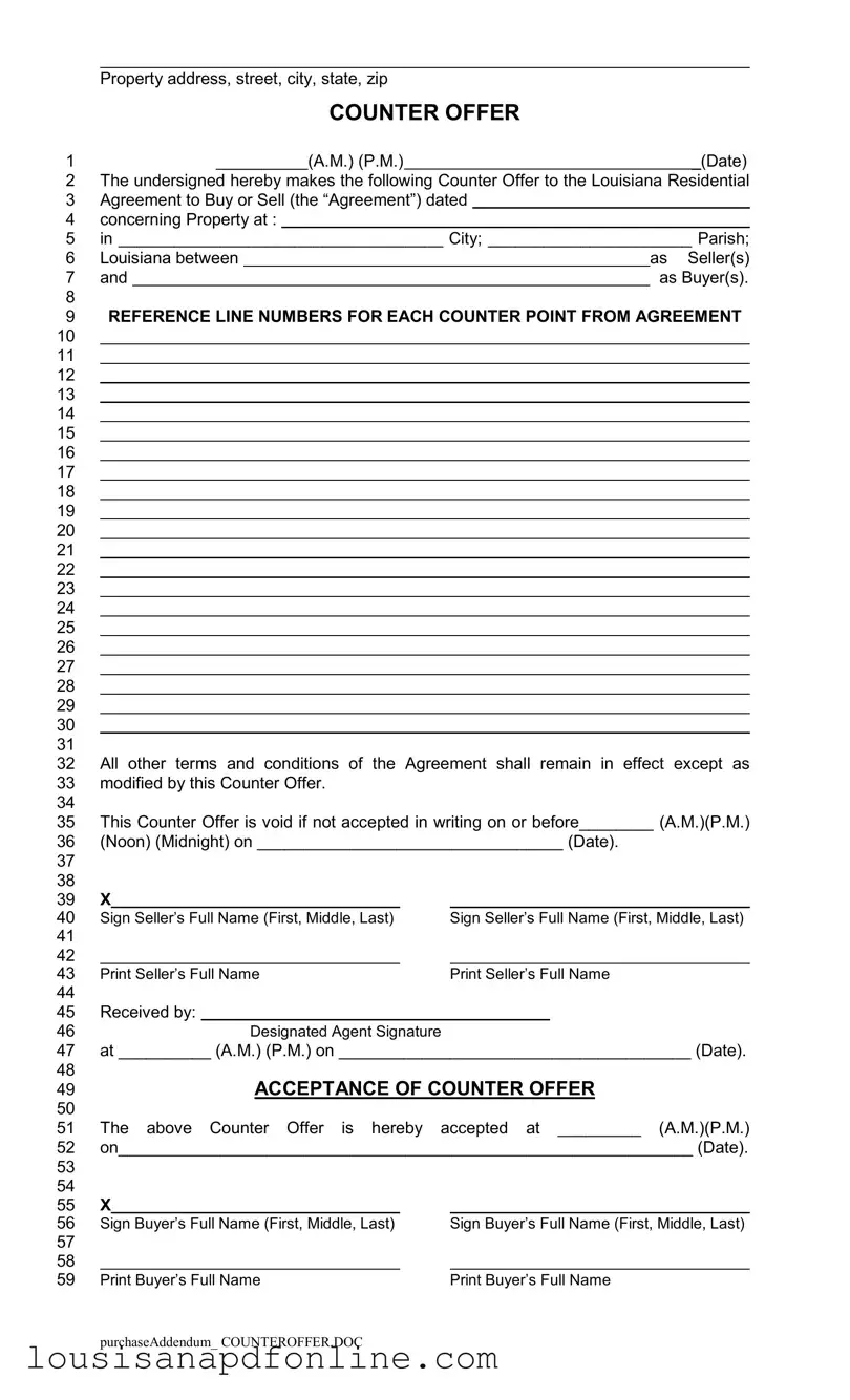 Free Louisiana Counter Offer Form