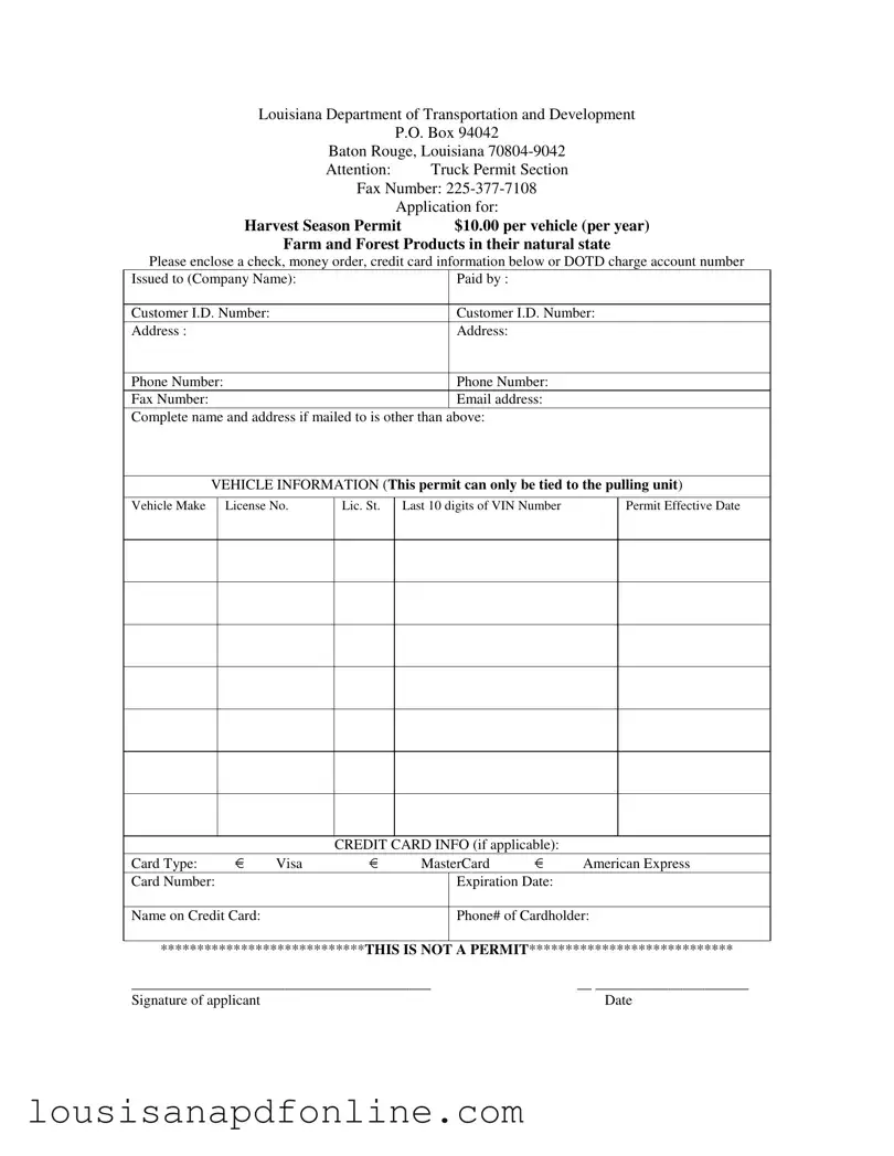 Free Louisiana Dotd Permit Form