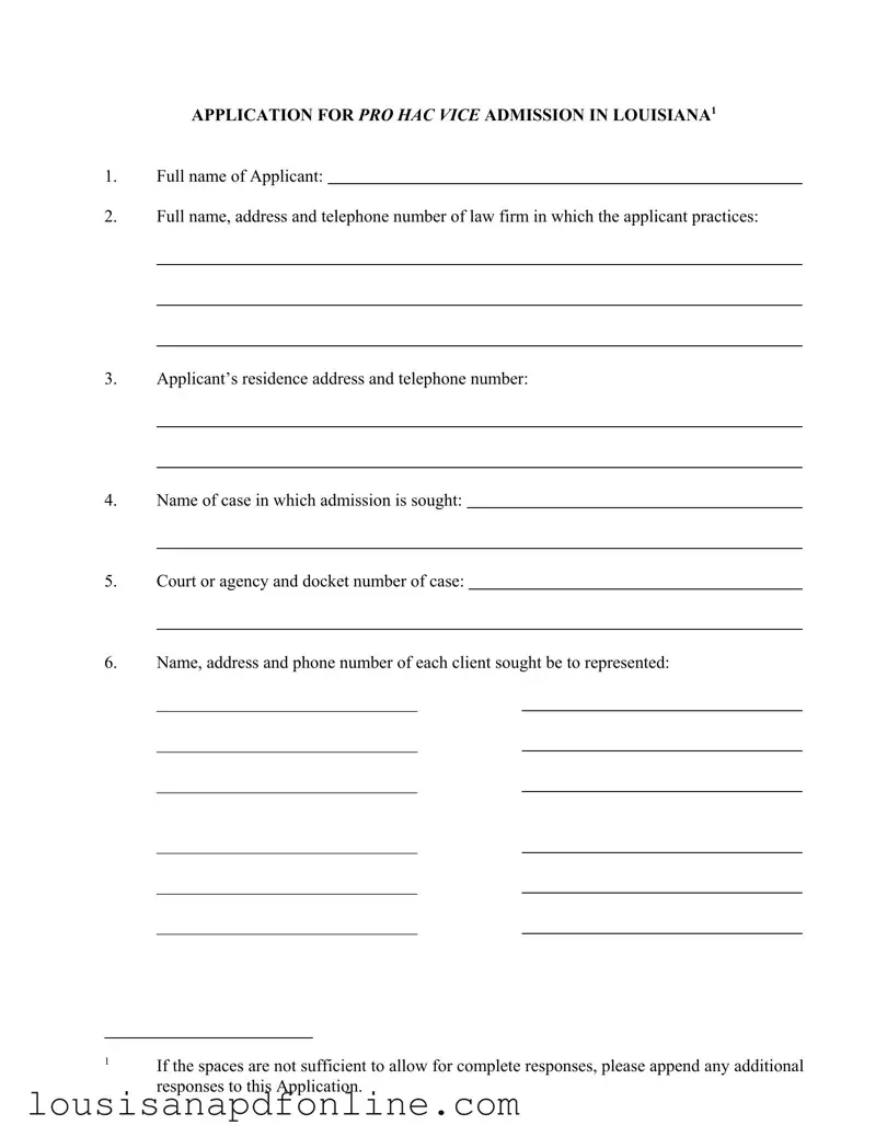 Free Louisiana Pro Hac Form