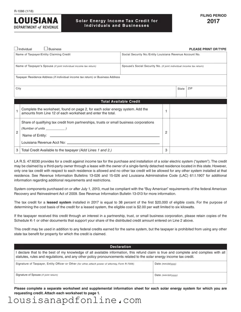 Free Louisiana R 1086 Form
