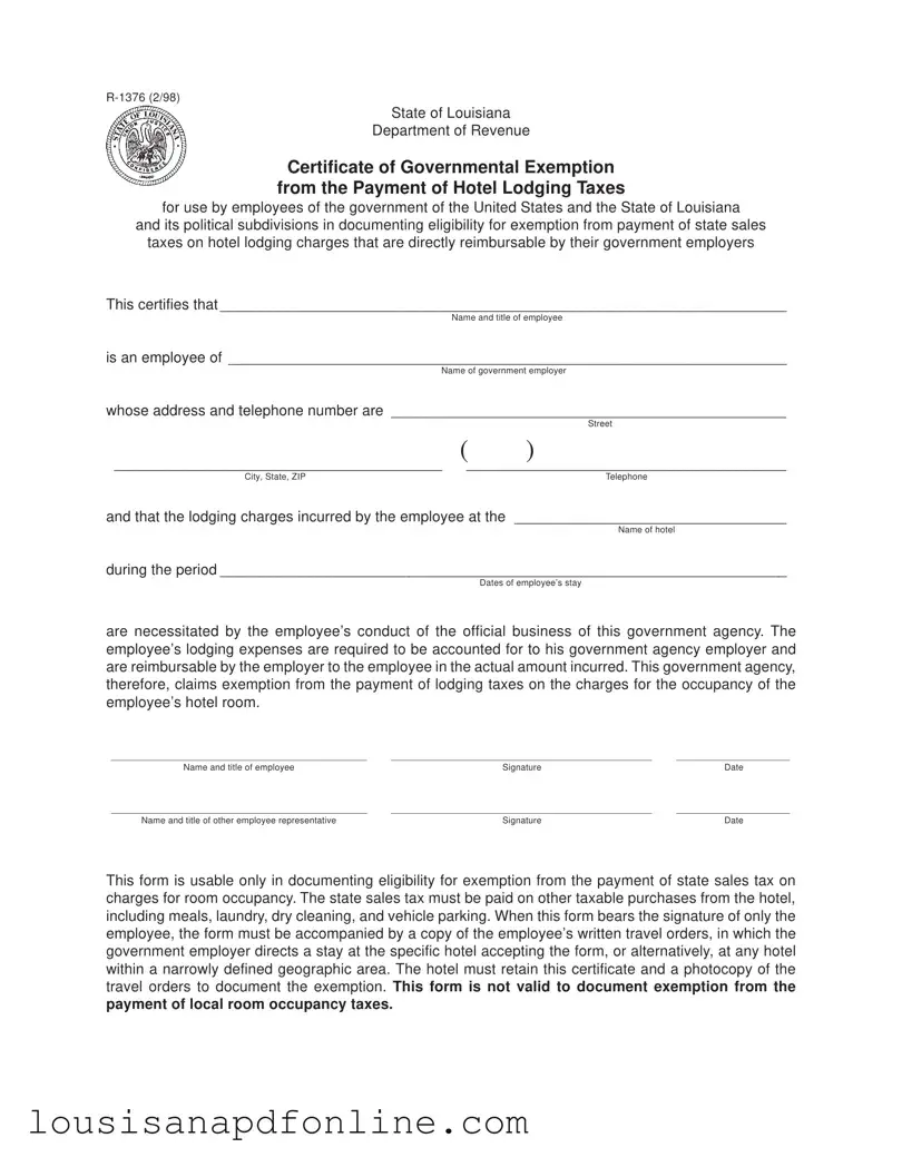 Free Louisiana R 1376 Form