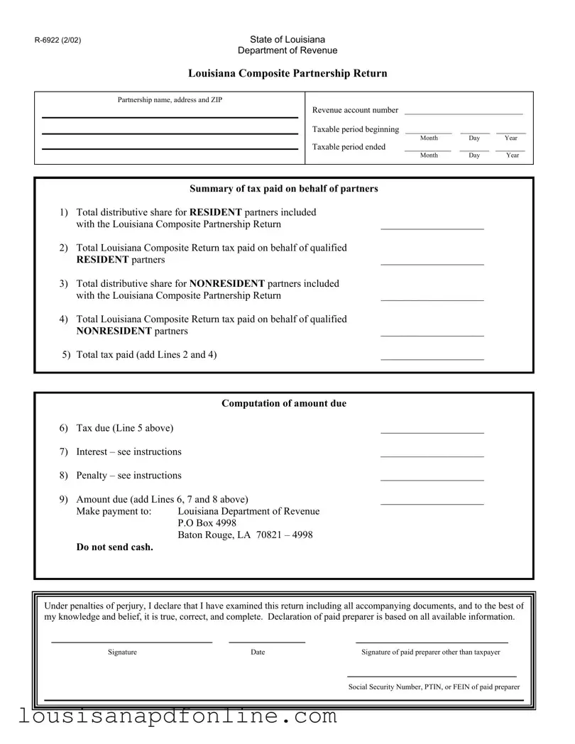 Free Louisiana R 6922 Form
