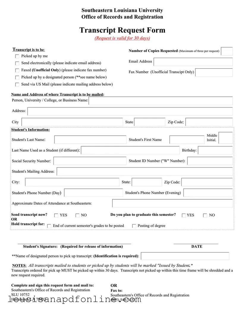Free Louisiana Request Form