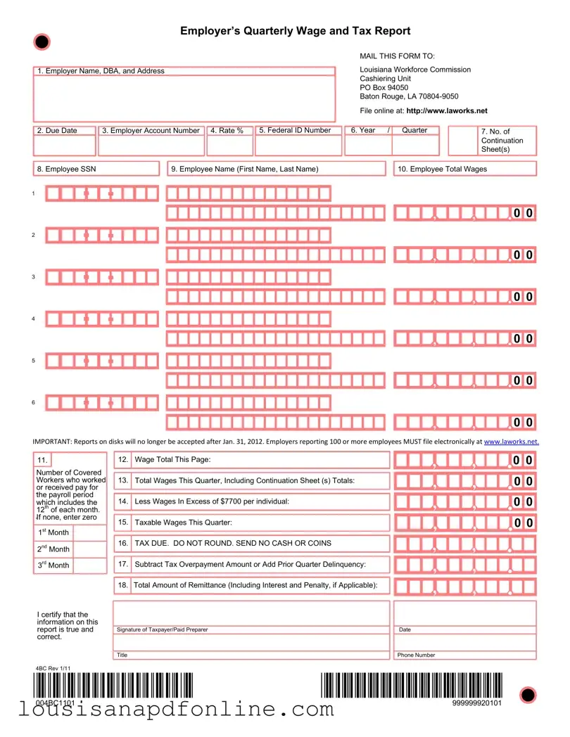 Free Louisiana Wage Report Form