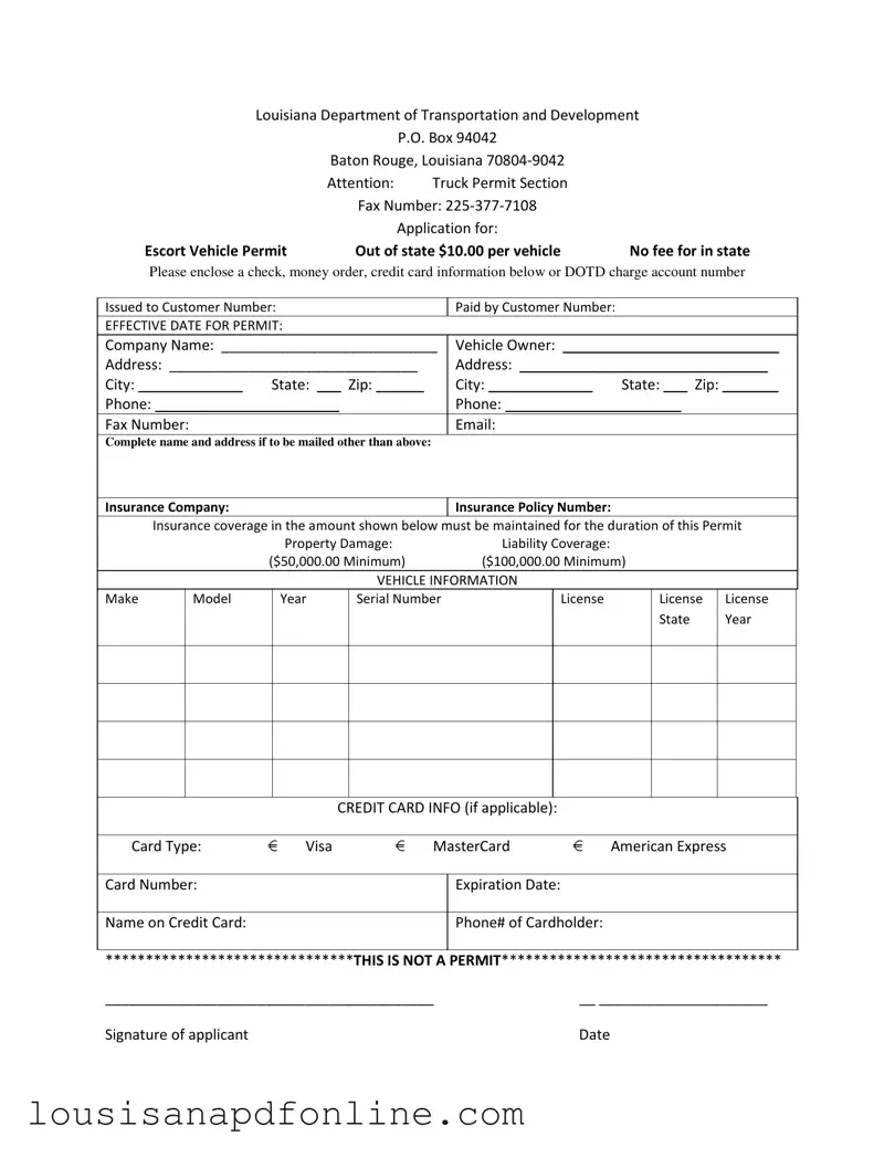 Free Permit Louisiana Pilot Car Form