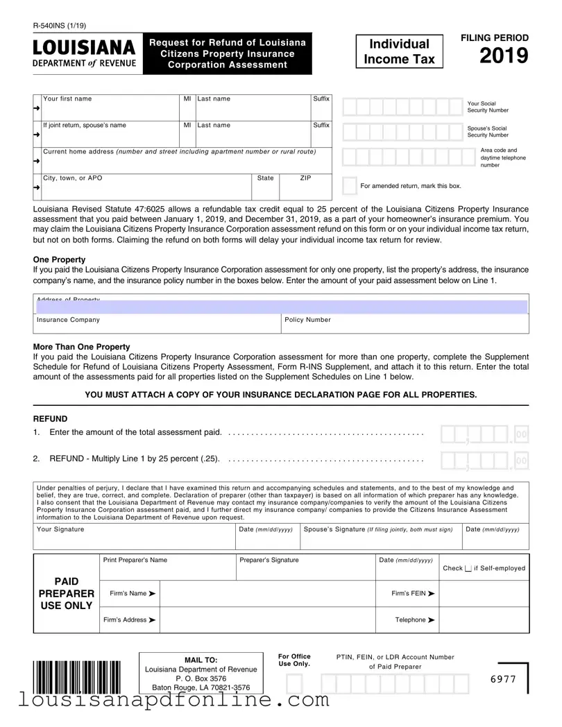 Free R 540Ins Louisiana Form