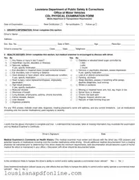 Free Louisiana Cdl Physical Form