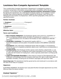 Legal Non-compete Agreement Form for the State of Louisiana