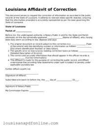 Legal Affidavit of Correction Form for the State of Louisiana