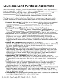 Legal Land Purchase Agreement Form for the State of Louisiana
