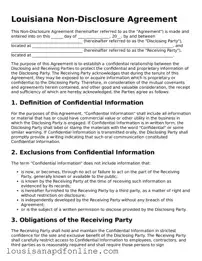 Legal Non-disclosure Agreement Form for the State of Louisiana