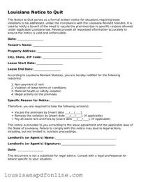 Legal Notice to Quit Form for the State of Louisiana