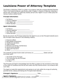 Legal Power of Attorney Form for the State of Louisiana
