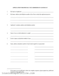 Free Louisiana Pro Hac Form