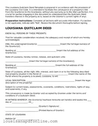 Legal Quitclaim Deed Form for the State of Louisiana