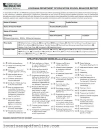 Free Louisiana School Behavior Report Form