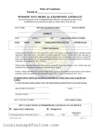 Free Louisiana Window Tint Exemption Sticker Form