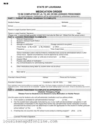 Free State Of Louisiana Medication Order Form